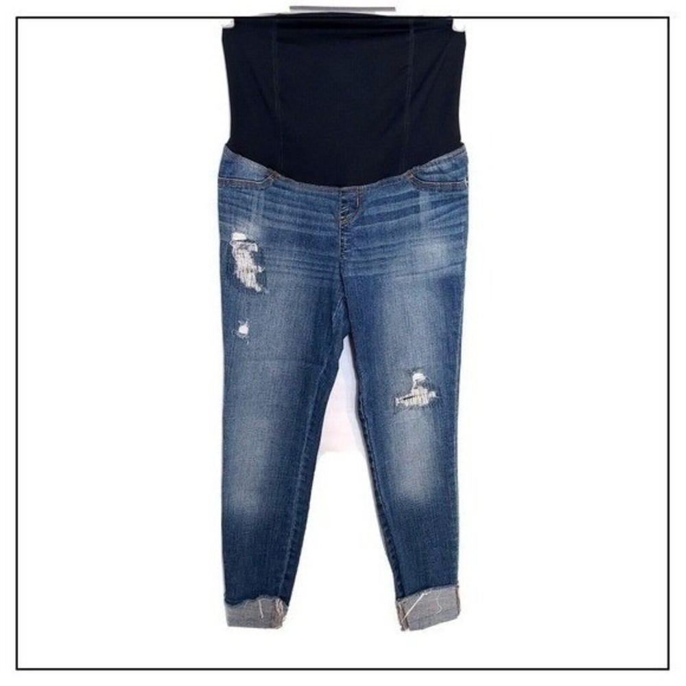 Isabel Maternity Jeans Women 2 Distressed Stretch Bump Friendly Everyday Comfort